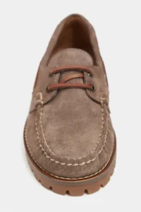 Nisantasi Shoes Janga Dark BEIGE GENUINE SUEDE Thick Taban lace Detailed Women Shoes - Image 4