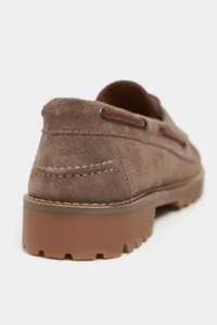 Nisantasi Shoes Janga Dark BEIGE GENUINE SUEDE Thick Taban lace Detailed Women Shoes - Image 5