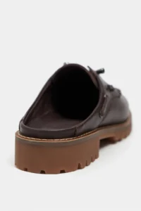Nisantasi Shoes Fandy COFFEE MATTE lace Detailed Thick Taban Women Loafer Slippers - Image 3
