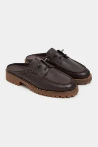Nisantasi Shoes Fandy COFFEE MATTE lace Detailed Thick Taban Women Loafer Slippers - Image 4
