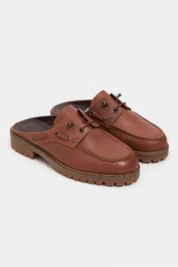 Nisantasi Shoes Fandy Tan MATTE GENUINE Leather lace Detailed Thick Taban Women Loafer Slippers - Image 6