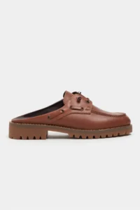 Nisantasi Shoes Fandy Tan MATTE GENUINE Leather lace Detailed Thick Taban Women Loafer Slippers - Image 7
