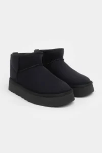 Nisantasi Shoes Mini Black Suede Inside FURRY Thick Sole Women Boots - Image 11