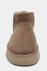 Nisantasi Shoes Mini Dark BEIGE Suede Inside FURRY Thick Sole Women Boots - Image 11