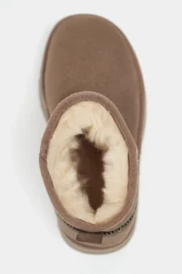 Nisantasi Shoes Mini Dark BEIGE Suede Inside FURRY Thick Sole Women Boots - Image 13