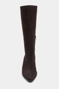 Nisantasi Shoes Jason DARK Brown Suede Leather Pointed toe Zipper Detailed Thick Heels Women Boots - Image 3