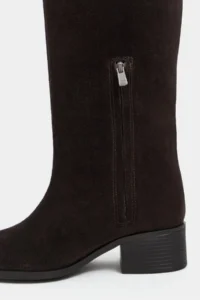 Nisantasi Shoes Jason DARK Brown Suede Leather Pointed toe Zipper Detailed Thick Heels Women Boots - Image 4