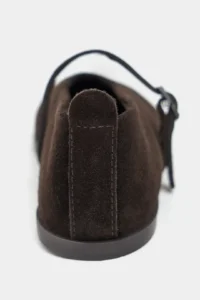 Nisantasi Shoes Nora DARK Brown Suede Leather Hair Clip Detailed Flat Sole Women Flats - Image 6