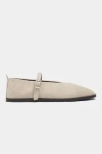 Nisantasi Shoes Nora Beige Suede Leather Hair Clip Detailed Flat Sole Women Flats
