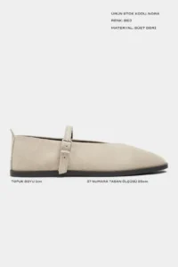 Nisantasi Shoes Nora Beige Suede Leather Hair Clip Detailed Flat Sole Women Flats - Image 3