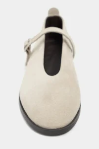 Nisantasi Shoes Nora Beige Suede Leather Hair Clip Detailed Flat Sole Women Flats - Image 5