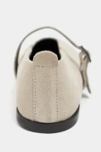 Nisantasi Shoes Nora Beige Suede Leather Hair Clip Detailed Flat Sole Women Flats - Image 6