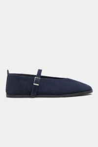 Nisantasi Shoes Nora NAVY BLUE Suede Leather Hair Clip Detailed Flat Sole Women Flats