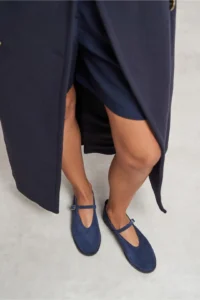 Nisantasi Shoes Nora NAVY BLUE Suede Leather Hair Clip Detailed Flat Sole Women Flats - Image 4