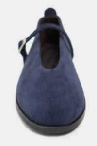 Nisantasi Shoes Nora NAVY BLUE Suede Leather Hair Clip Detailed Flat Sole Women Flats - Image 5
