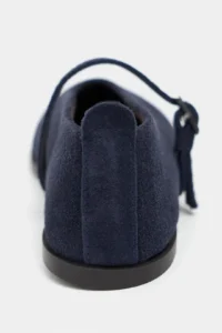 Nisantasi Shoes Nora NAVY BLUE Suede Leather Hair Clip Detailed Flat Sole Women Flats - Image 6