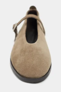 Nisantasi Shoes Nora ROME BEIGE Suede Leather Hair Clip Detailed Flat Sole Women Flats - Image 5