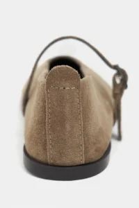 Nisantasi Shoes Nora ROME BEIGE Suede Leather Hair Clip Detailed Flat Sole Women Flats - Image 6
