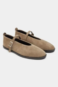 Nisantasi Shoes Nora ROME BEIGE Suede Leather Hair Clip Detailed Flat Sole Women Flats - Image 7