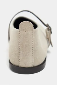 Nisantasi Shoes Jade Beige Suede Leather Double Hair Clip Detailed Flat Sole Women Flats - Image 5