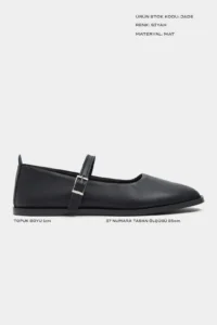 Nisantasi Shoes Jade Black MATTE Double Hair Clip Detailed Flat Sole Women Flats - Image 3