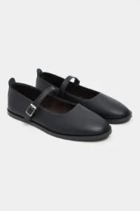 Nisantasi Shoes Jade Black MATTE Double Hair Clip Detailed Flat Sole Women Flats - Image 6