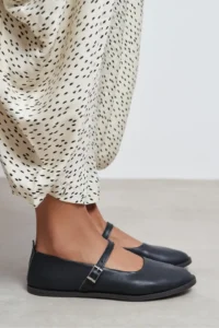 Nisantasi Shoes Jade Black MATTE Double Hair Clip Detailed Flat Sole Women Flats - Image 8