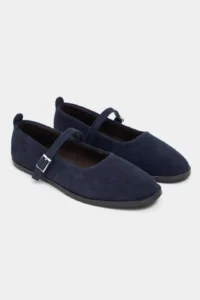 Nisantasi Shoes Jade NAVY BLUE Suede Leather Double Hair Clip Detailed Flat Sole Women Flats - Image 6