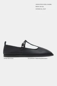 Nisantasi Shoes Mabel Black MATTE Hair Clip Detailed Flat Sole Women Flats - Image 3