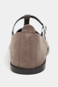Nisantasi Shoes Mabel Dark BEIGE Drink-Dıç Suede Leather Hair Clip Detailed Flat Sole Women Flats - Image 5