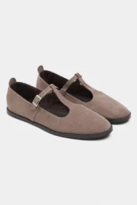 Nisantasi Shoes Mabel Dark BEIGE Drink-Dıç Suede Leather Hair Clip Detailed Flat Sole Women Flats - Image 6