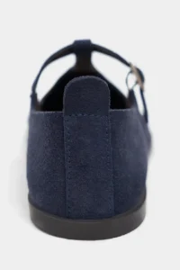 Nisantasi Shoes Mabel NAVY BLUE Drink-Dış Suede Leather Hair Clip Detailed Flat Sole Women Flats - Image 6
