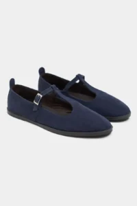 Nisantasi Shoes Mabel NAVY BLUE Drink-Dış Suede Leather Hair Clip Detailed Flat Sole Women Flats - Image 7