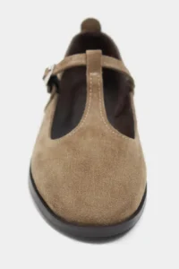 Nisantasi Shoes Mabel ROME BEIGE Drink-Dıç Suede Leather Hair Clip Detailed Flat Sole Women Flats - Image 5