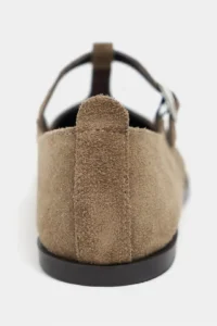 Nisantasi Shoes Mabel ROME BEIGE Drink-Dıç Suede Leather Hair Clip Detailed Flat Sole Women Flats - Image 6