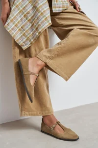 Nisantasi Shoes Mabel ROME BEIGE Drink-Dıç Suede Leather Hair Clip Detailed Flat Sole Women Flats - Image 8