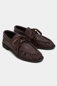 Nisantasi Shoes Katy BROWN MATTE LEATHER lace Detailed Women Loafer Shoes - Image 6