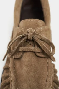 Nisantasi Shoes Katy ROME BEIGE Suede Leather lace Detailed Women Loafer Shoes - Image 4