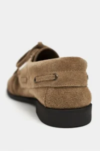 Nisantasi Shoes Katy ROME BEIGE Suede Leather lace Detailed Women Loafer Shoes - Image 5