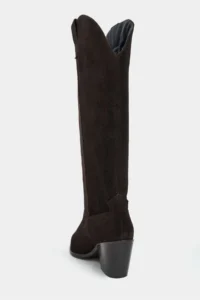 Nisantasi Shoes SYDLEY DARK BROWN SUEDE GENUINE LEATHER Pointed toe Women Heels Dallas Boots - Image 4
