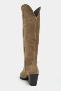 Nisantasi Shoes SYDLEY ROME BEIGE SUEDE GENUINE Leather Pointed toe Women Heels Dallas Boots - Image 4