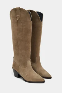 Nisantasi Shoes SYDLEY ROME BEIGE SUEDE GENUINE Leather Pointed toe Women Heels Dallas Boots - Image 5