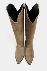 Nisantasi Shoes SYDLEY ROME BEIGE SUEDE GENUINE Leather Pointed toe Women Heels Dallas Boots - Image 6