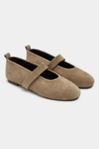 Nisantasi Shoes Tectum ROME BEIGE Suede Leather Medium Banded Flat Sole Women Flats - Image 7