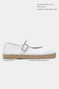 Nisantasi Shoes Cutis WHITE Leather Wicker Taban Detailed Women Espadrille Flats - Image 3