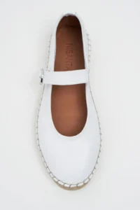 Nisantasi Shoes Cutis WHITE Leather Wicker Taban Detailed Women Espadrille Flats - Image 4