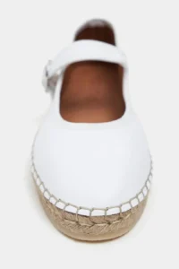 Nisantasi Shoes Cutis WHITE Leather Wicker Taban Detailed Women Espadrille Flats - Image 5