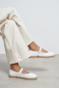 Nisantasi Shoes Cutis WHITE Leather Wicker Taban Detailed Women Espadrille Flats - Image 8