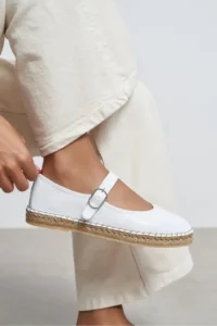 Nisantasi Shoes Cutis WHITE Leather Wicker Taban Detailed Women Espadrille Flats - Image 9