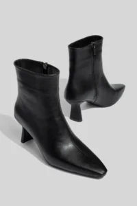 camaiore Black Short Heel Vegan Leather Special Design Model Women's Boots